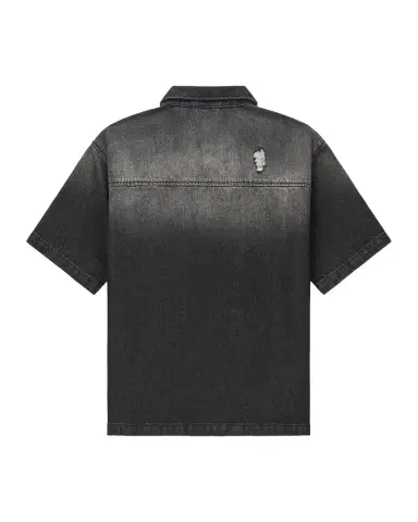 RTA Men 's Zeno Full-Zip Denim Short-Sleeve Shirt | Thumbnail 1 RTA Men 's Zeno Full-Zip Denim Short-Sleeve Shirt | Thumbnail 1