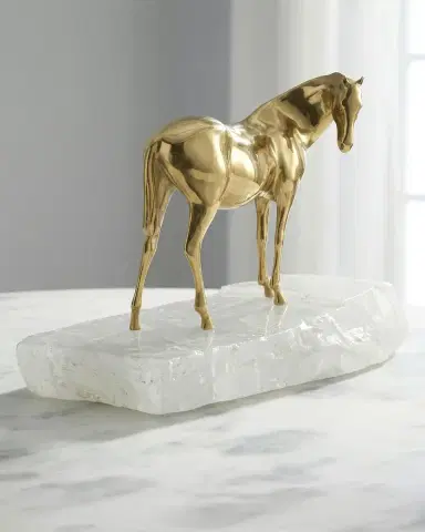 John-Richard Collection Brass Horse Sculpture on Selenite | Thumbnail 2 John-Richard Collection Brass Horse Sculpture on Selenite | Thumbnail 2