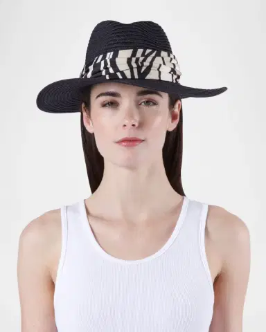 Eugenia Kim Courtney Wave-Print Sash Woven Packable Fedora | Thumbnail 5 Eugenia Kim Courtney Wave-Print Sash Woven Packable Fedora | Thumbnail 5