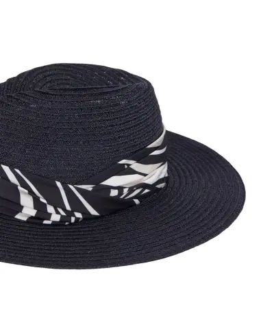 Eugenia Kim Courtney Wave-Print Sash Woven Packable Fedora | Thumbnail 1 Eugenia Kim Courtney Wave-Print Sash Woven Packable Fedora | Thumbnail 1