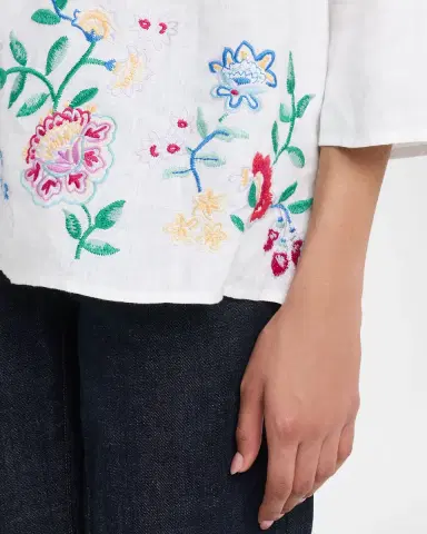 Johnny Was Floral-Embroidered Linen Blouse | Thumbnail 4 Johnny Was Floral-Embroidered Linen Blouse | Thumbnail 4