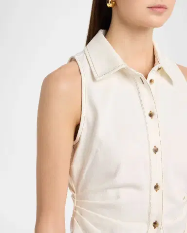 TANYA TAYLOR Hanelle Button-Front Denim Top | Thumbnail 4 TANYA TAYLOR Hanelle Button-Front Denim Top | Thumbnail 4