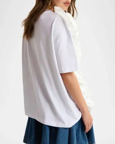 Essentiel Antwerp Short-Sleeve 3D Floral Ruffle T-Shirt | Thumbnail 2 Essentiel Antwerp Short-Sleeve 3D Floral Ruffle T-Shirt | Thumbnail 2