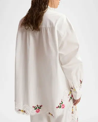 Essentiel Antwerp Floral Embroidered Oversized Cotton Shirt | Thumbnail 2 Essentiel Antwerp Floral Embroidered Oversized Cotton Shirt | Thumbnail 2