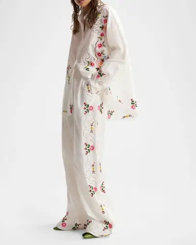 Essentiel Antwerp Floral Embroidered Oversized Cotton Shirt | Thumbnail 5 Essentiel Antwerp Floral Embroidered Oversized Cotton Shirt | Thumbnail 5