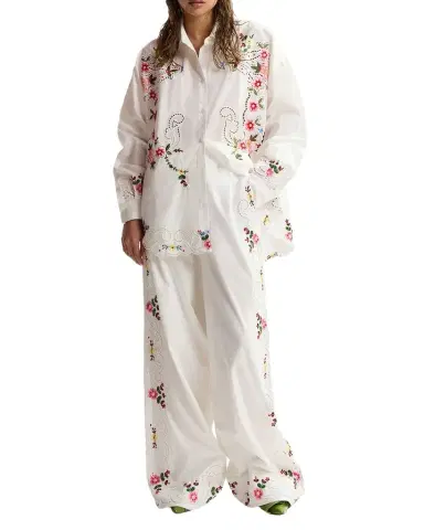 Essentiel Antwerp Floral Embroidered Oversized Cotton Shirt | Thumbnail 1 Essentiel Antwerp Floral Embroidered Oversized Cotton Shirt | Thumbnail 1