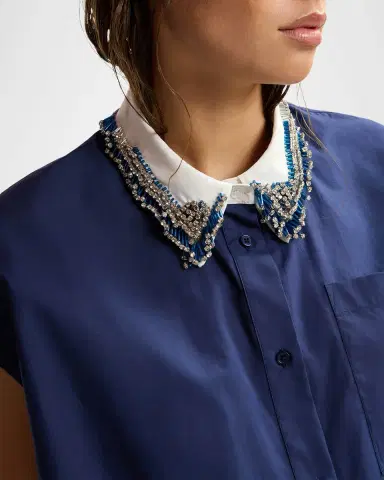 Essentiel Antwerp Button-Front Beaded-Collar Shirt | Thumbnail 3 Essentiel Antwerp Button-Front Beaded-Collar Shirt | Thumbnail 3