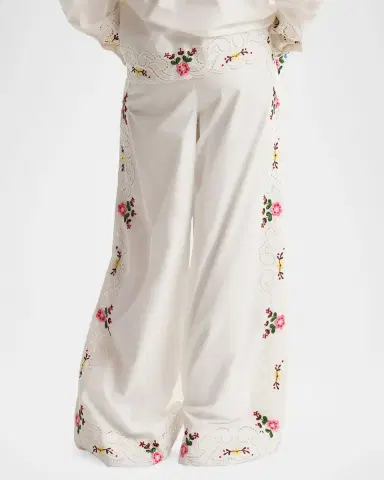 Essentiel Antwerp Embroidered Wide-Leg Cotton Pants | Thumbnail 2 Essentiel Antwerp Embroidered Wide-Leg Cotton Pants | Thumbnail 2