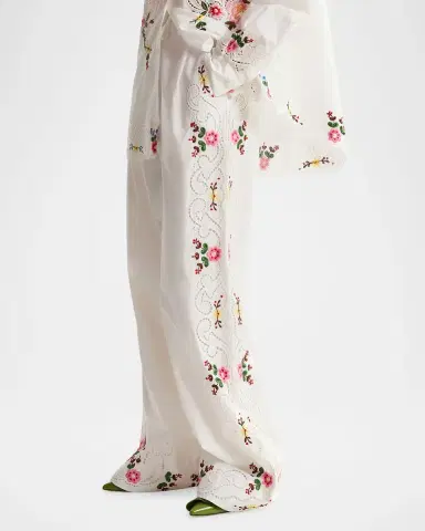 Essentiel Antwerp Embroidered Wide-Leg Cotton Pants | Thumbnail 3 Essentiel Antwerp Embroidered Wide-Leg Cotton Pants | Thumbnail 3