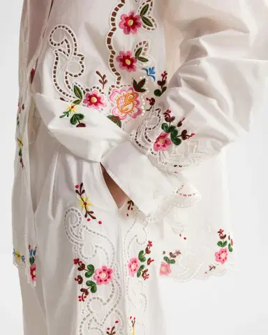 Essentiel Antwerp Embroidered Wide-Leg Cotton Pants | Thumbnail 4 Essentiel Antwerp Embroidered Wide-Leg Cotton Pants | Thumbnail 4