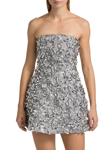 SIMKHAI Women's Vandelia Embellished Strapless Minidress - Slate Gray | Thumbnail 3 SIMKHAI Women's Vandelia Embellished Strapless Minidress - Slate Gray | Thumbnail 3