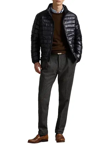 Polo Ralph Lauren Men's Glossy Quilted Down Zip-Up Jacket - Polo Black Glossy | Thumbnail 2 Polo Ralph Lauren Men's Glossy Quilted Down Zip-Up Jacket - Polo Black Glossy | Thumbnail 2