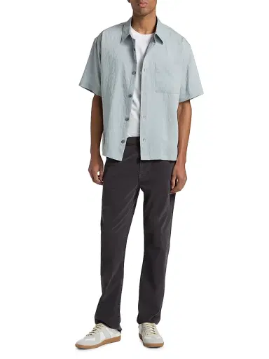 FRAME Men's Lightweight Short-Sleeve Shirt - Blue Grey Stripe | Thumbnail 2 FRAME Men's Lightweight Short-Sleeve Shirt - Blue Grey Stripe | Thumbnail 2