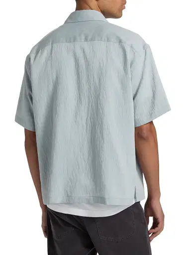 FRAME Men's Lightweight Short-Sleeve Shirt - Blue Grey Stripe | Thumbnail 5 FRAME Men's Lightweight Short-Sleeve Shirt - Blue Grey Stripe | Thumbnail 5