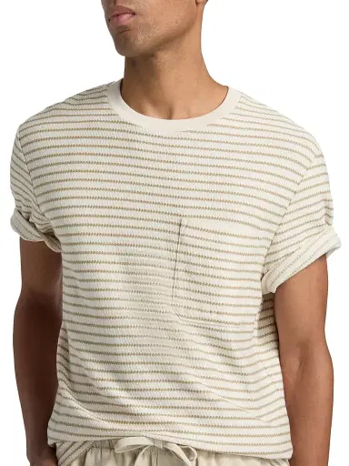 Frame Men's Striped Ribbed Cotton T-Shirt | Thumbnail 6 Frame Men's Striped Ribbed Cotton T-Shirt | Thumbnail 6