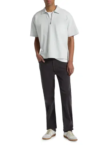 Frame Men's Pique Half-Zip Polo Shirt - Pale Blue - Size XXL | Thumbnail 2 Frame Men's Pique Half-Zip Polo Shirt - Pale Blue - Size XXL | Thumbnail 2