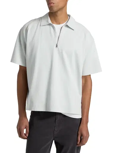 Frame Men's Pique Half-Zip Polo Shirt - Pale Blue - Size XXL | Thumbnail 3 Frame Men's Pique Half-Zip Polo Shirt - Pale Blue - Size XXL | Thumbnail 3