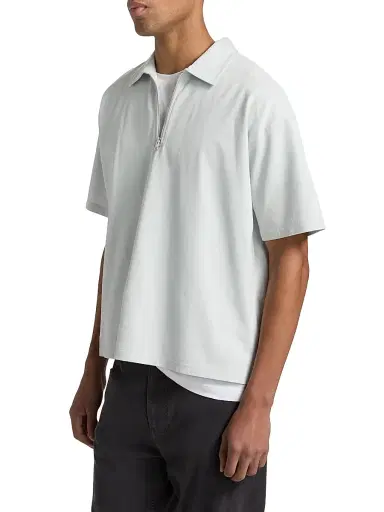Frame Men's Pique Half-Zip Polo Shirt - Pale Blue - Size XXL | Thumbnail 4 Frame Men's Pique Half-Zip Polo Shirt - Pale Blue - Size XXL | Thumbnail 4