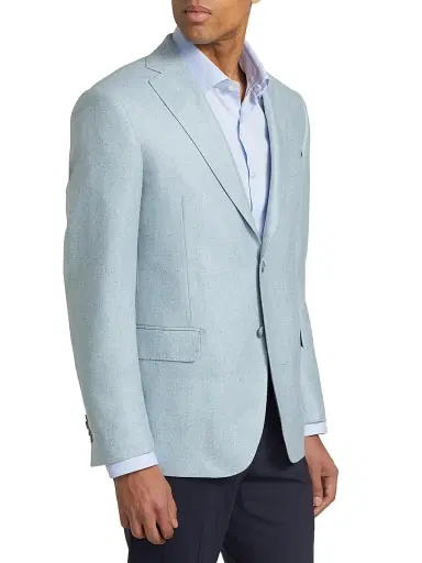 Saks Fifth Avenue Men's COLLECTION Speckled Silk & Wool-Blend Two-Button Sport Coat - Soft Blue - Size 42 | Thumbnail 4 Saks Fifth Avenue Men's COLLECTION Speckled Silk & Wool-Blend Two-Button Sport Coat - Soft Blue - Size 42 | Thumbnail 4