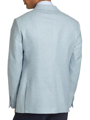 Saks Fifth Avenue Men's COLLECTION Speckled Silk & Wool-Blend Two-Button Sport Coat - Soft Blue - Size 42 | Thumbnail 5 Saks Fifth Avenue Men's COLLECTION Speckled Silk & Wool-Blend Two-Button Sport Coat - Soft Blue - Size 42 | Thumbnail 5