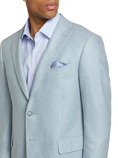 Saks Fifth Avenue Men's COLLECTION Speckled Silk & Wool-Blend Two-Button Sport Coat - Soft Blue - Size 42 | Thumbnail 6 Saks Fifth Avenue Men's COLLECTION Speckled Silk & Wool-Blend Two-Button Sport Coat - Soft Blue - Size 42 | Thumbnail 6