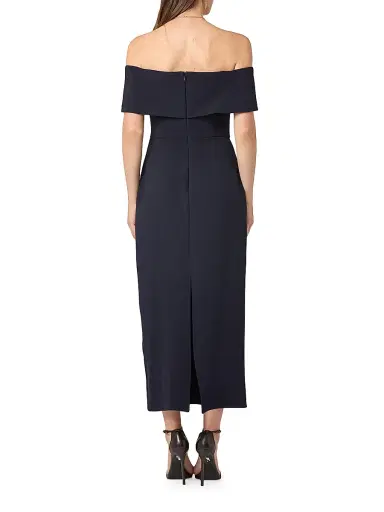 Shoshanna Women's Avril Stretch Crepe Off-The-Shoulder Cocktail Dress - Navy | Thumbnail 3 Shoshanna Women's Avril Stretch Crepe Off-The-Shoulder Cocktail Dress - Navy | Thumbnail 3