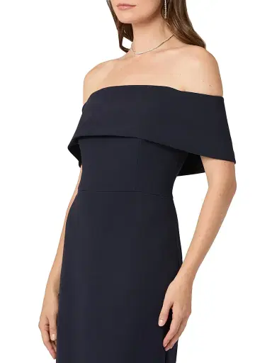 Shoshanna Women's Avril Stretch Crepe Off-The-Shoulder Cocktail Dress - Navy | Thumbnail 4 Shoshanna Women's Avril Stretch Crepe Off-The-Shoulder Cocktail Dress - Navy | Thumbnail 4