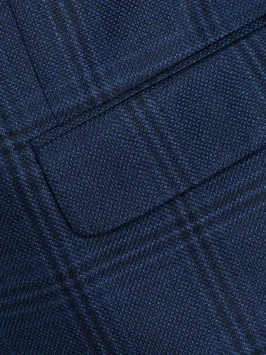 Emporio Armani Men's Plaid Wool Sport Coat - Navy | Thumbnail 7 Emporio Armani Men's Plaid Wool Sport Coat - Navy | Thumbnail 7