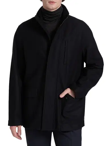 Emporio Armani Men's Wool-Blend Car Coat - Navy | Thumbnail 3 Emporio Armani Men's Wool-Blend Car Coat - Navy | Thumbnail 3