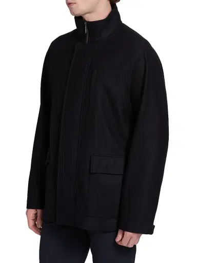 Emporio Armani Men's Wool-Blend Car Coat - Navy | Thumbnail 4 Emporio Armani Men's Wool-Blend Car Coat - Navy | Thumbnail 4