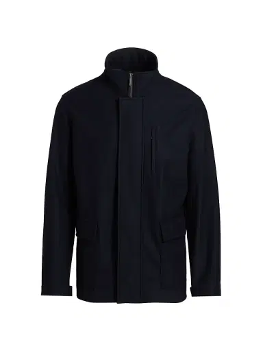 Emporio Armani Men's Wool-Blend Car Coat - Navy | Thumbnail 1 Emporio Armani Men's Wool-Blend Car Coat - Navy | Thumbnail 1
