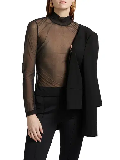 Rosetta Getty Women's Sheer Turtleneck Long-Sleeve T-Shirt | Thumbnail 3 Rosetta Getty Women's Sheer Turtleneck Long-Sleeve T-Shirt | Thumbnail 3