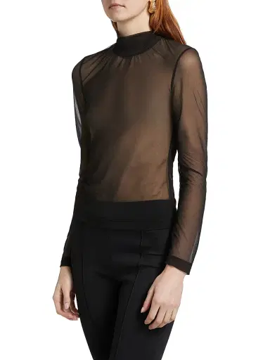 Rosetta Getty Women's Sheer Turtleneck Long-Sleeve T-Shirt | Thumbnail 4 Rosetta Getty Women's Sheer Turtleneck Long-Sleeve T-Shirt | Thumbnail 4