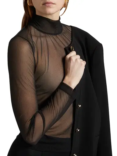 Rosetta Getty Women's Sheer Turtleneck Long-Sleeve T-Shirt | Thumbnail 6 Rosetta Getty Women's Sheer Turtleneck Long-Sleeve T-Shirt | Thumbnail 6