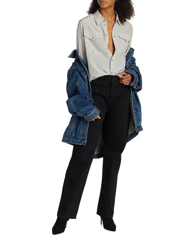 Nili Lotan Women's Jeanette Silk Utility Shirt | Thumbnail 2 Nili Lotan Women's Jeanette Silk Utility Shirt | Thumbnail 2