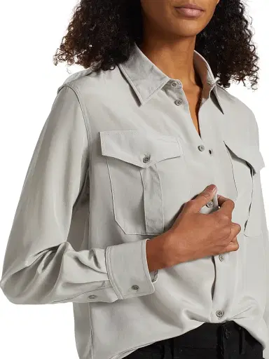Nili Lotan Women's Jeanette Silk Utility Shirt | Thumbnail 6 Nili Lotan Women's Jeanette Silk Utility Shirt | Thumbnail 6