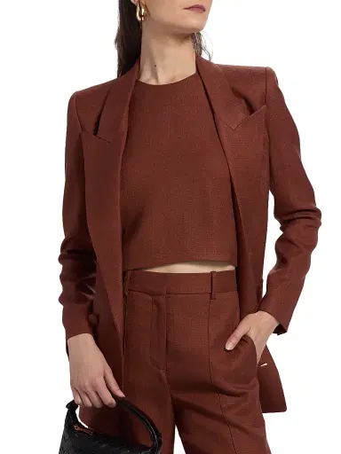 Adam Lippes Women's Riva Stretch Canvas Blazer - Sienna | Thumbnail 3 Adam Lippes Women's Riva Stretch Canvas Blazer - Sienna | Thumbnail 3
