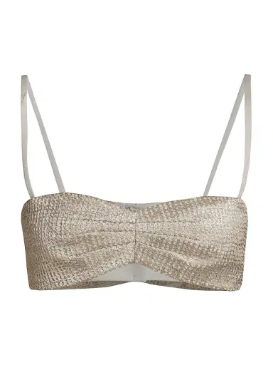 Zeynep Arçay Women's Glittery Lace Bandeau Top - Silver | Thumbnail 1 Zeynep Arçay Women's Glittery Lace Bandeau Top - Silver | Thumbnail 1