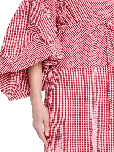 Rosie Assoulin Women's Gingham Cotton Off-Shoulder Midi-Dress | Thumbnail 5 Rosie Assoulin Women's Gingham Cotton Off-Shoulder Midi-Dress | Thumbnail 5
