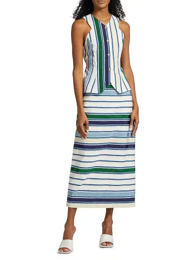 Rosie Assoulin Women's King Giorgio Striped Cotton-Blend Vest | Thumbnail 2 Rosie Assoulin Women's King Giorgio Striped Cotton-Blend Vest | Thumbnail 2
