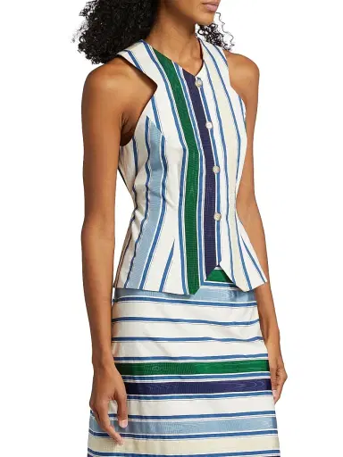 Rosie Assoulin Women's King Giorgio Striped Cotton-Blend Vest | Thumbnail 4 Rosie Assoulin Women's King Giorgio Striped Cotton-Blend Vest | Thumbnail 4