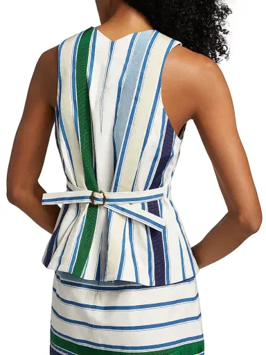 Rosie Assoulin Women's King Giorgio Striped Cotton-Blend Vest | Thumbnail 6 Rosie Assoulin Women's King Giorgio Striped Cotton-Blend Vest | Thumbnail 6