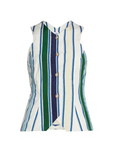 Rosie Assoulin Women's King Giorgio Striped Cotton-Blend Vest | Thumbnail 1 Rosie Assoulin Women's King Giorgio Striped Cotton-Blend Vest | Thumbnail 1