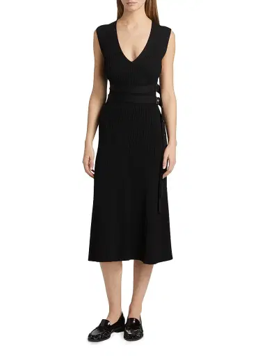 Proenza Schouler Women's Madeline Belted Rib-Knit Sweater Midi-Dress | Thumbnail 3 Proenza Schouler Women's Madeline Belted Rib-Knit Sweater Midi-Dress | Thumbnail 3