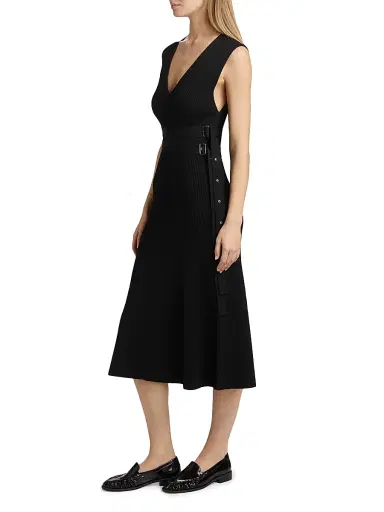 Proenza Schouler Women's Madeline Belted Rib-Knit Sweater Midi-Dress | Thumbnail 4 Proenza Schouler Women's Madeline Belted Rib-Knit Sweater Midi-Dress | Thumbnail 4