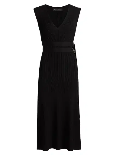Proenza Schouler Women's Madeline Belted Rib-Knit Sweater Midi-Dress | Thumbnail 1 Proenza Schouler Women's Madeline Belted Rib-Knit Sweater Midi-Dress | Thumbnail 1