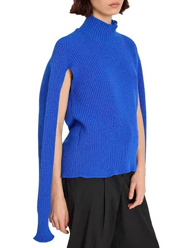 Issey Miyake Women's Displaced Knit Sweater - Blue | Thumbnail 6 Issey Miyake Women's Displaced Knit Sweater - Blue | Thumbnail 6