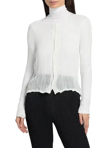 Issey Miyake Women's Twist Chiffon Button-Front Top - White - Size XS | Thumbnail 3 Issey Miyake Women's Twist Chiffon Button-Front Top - White - Size XS | Thumbnail 3