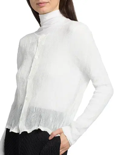 Issey Miyake Women's Twist Chiffon Button-Front Top - White - Size XS | Thumbnail 6 Issey Miyake Women's Twist Chiffon Button-Front Top - White - Size XS | Thumbnail 6