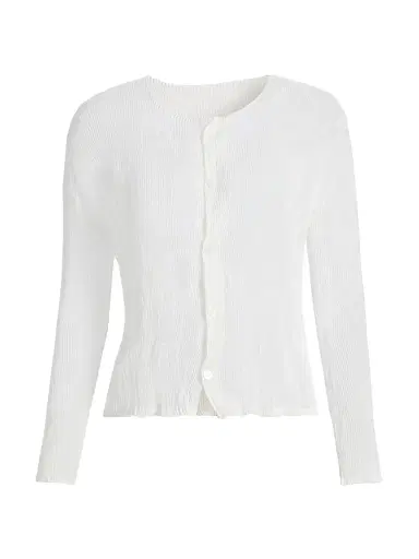 Issey Miyake Women's Twist Chiffon Button-Front Top - White - Size XS | Thumbnail 1 Issey Miyake Women's Twist Chiffon Button-Front Top - White - Size XS | Thumbnail 1